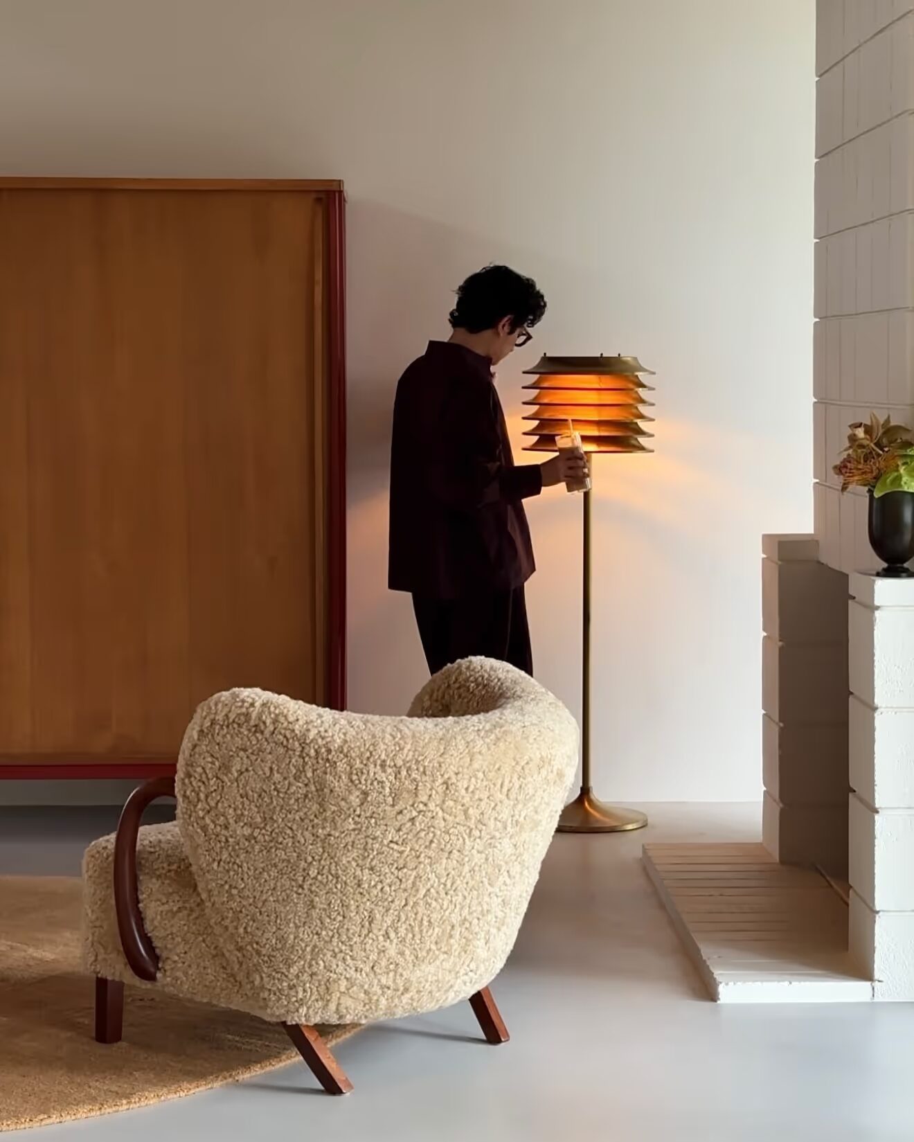 Layered interior scene with warm lighting