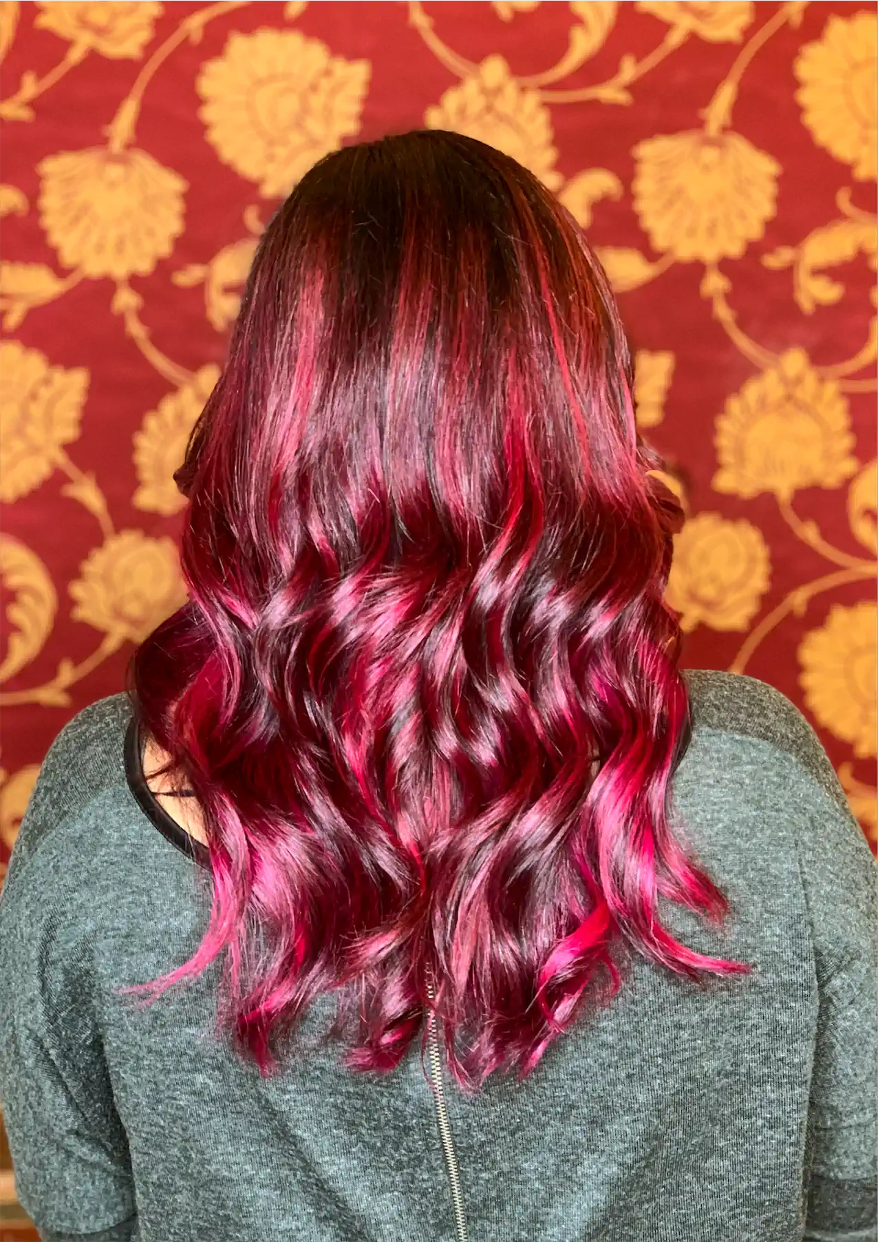 Pink Balayage & Layered Cut