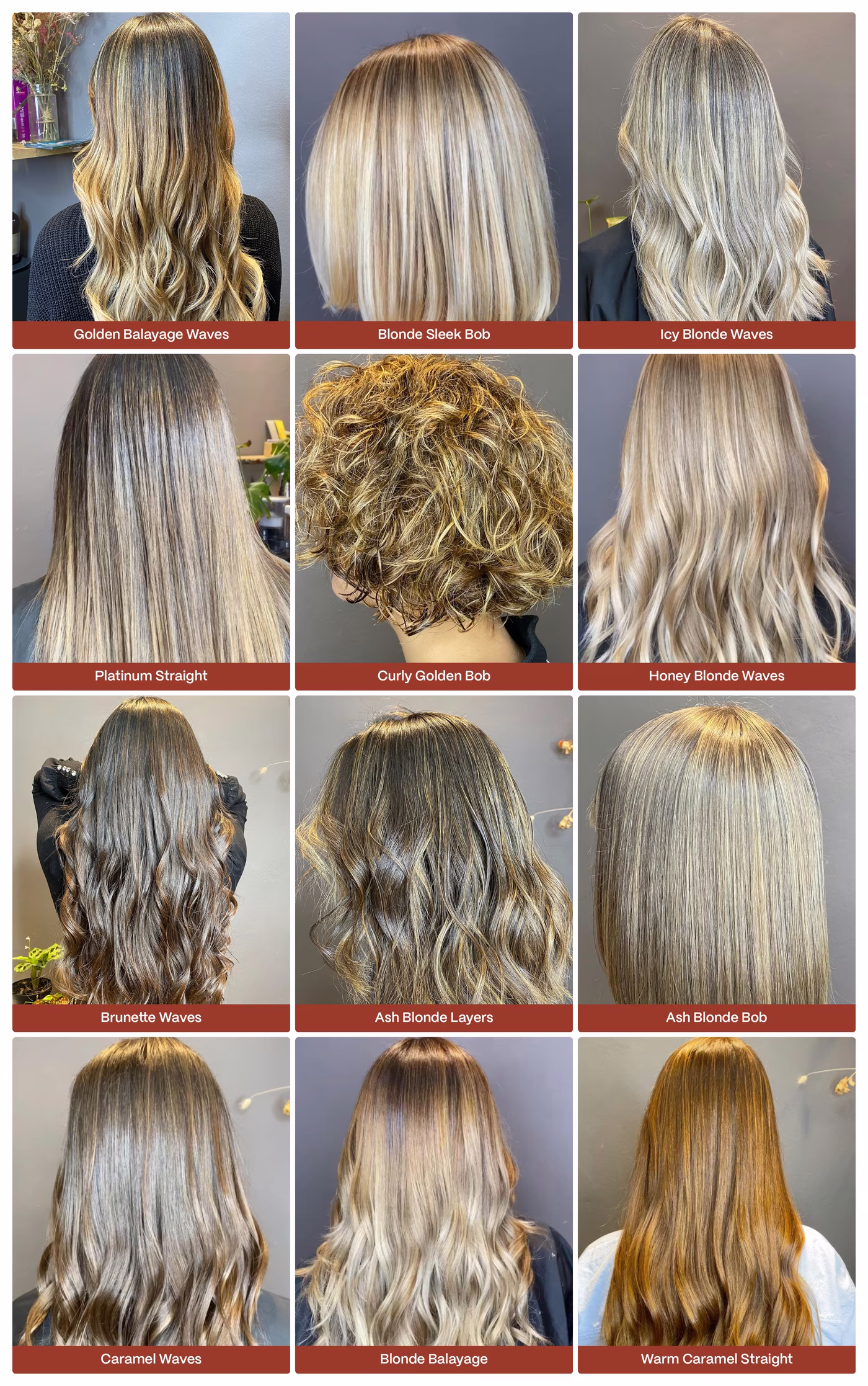 a collage of Grace's balayage, highlights and colour work