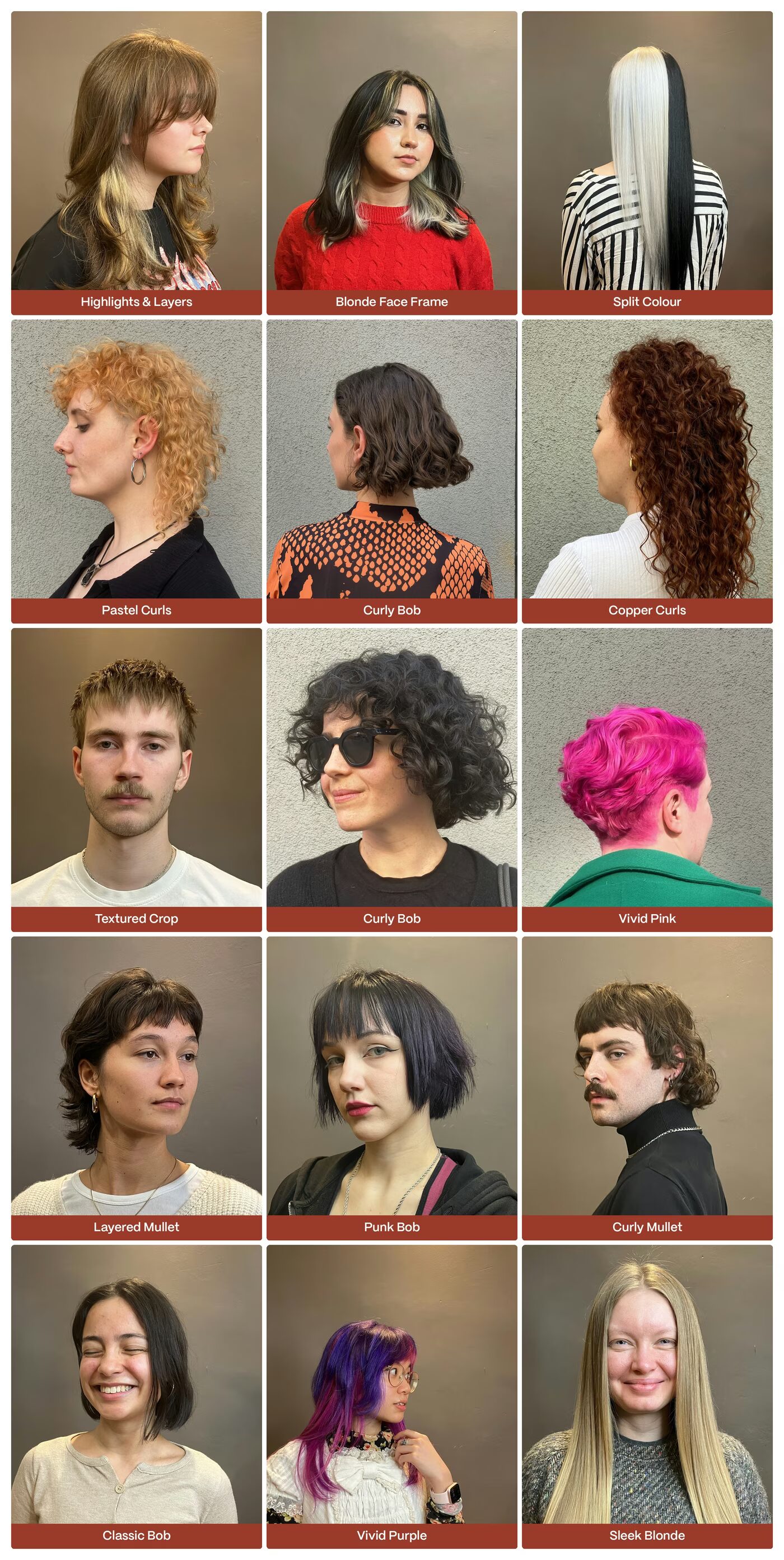 a collage of Joshua's cuts and creative colour work