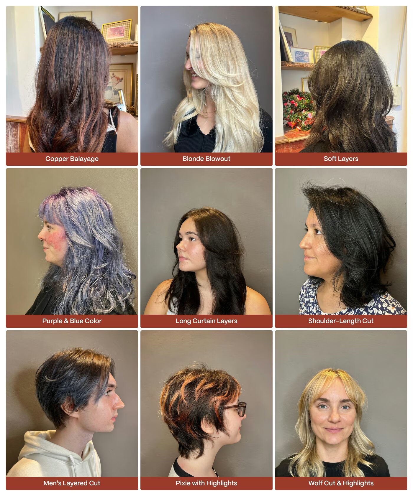 a collage of Yuri's hair styles including creative cuts and colour