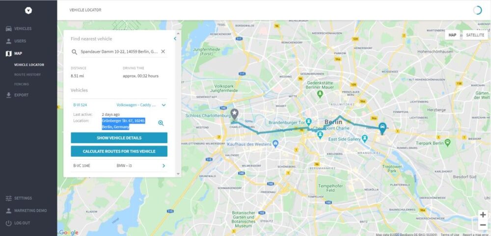 GPS Ortungssystem mit Fahrzeugortung