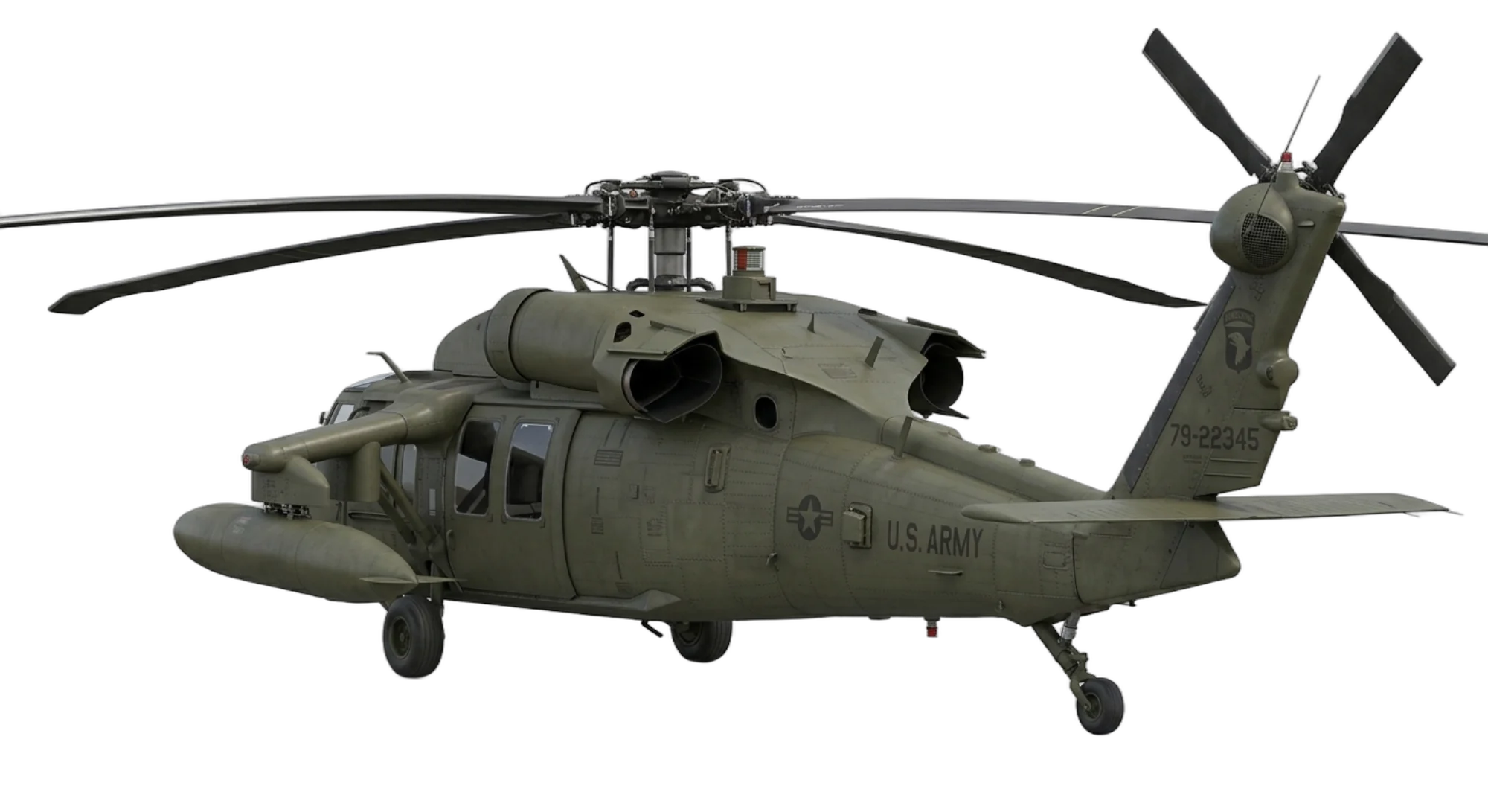 1974 Sikorsky Aircraft UH-60 Black Hawk - Rear 3/4 - Helicopter aircraft